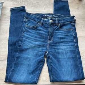 American Eagle Women's Dark Blue High Rise Jeans